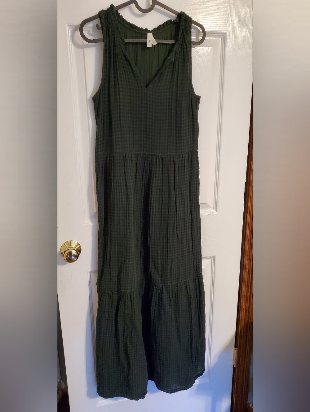 Pact Womens Coastal Double Gauze Ruffle Maxi Dress Size Small